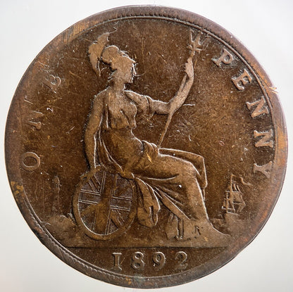 1892 Victoria One Penny Coin | Fair Grade