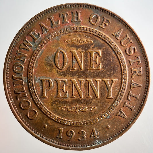 1934 Australia One Penny Coin | Fine Collectable Grade | a3210