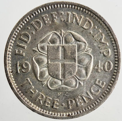 1940 George VI Threepence Silver Coin | Very High Grade | a9825