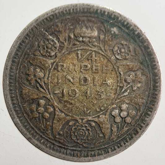 1943 India 1/4 Quarter Rupee Silver Coin | Collectable Grade | a7673