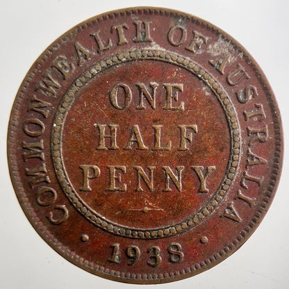 1938 Australia One Half Penny Coin | Collectable Grade | a7736