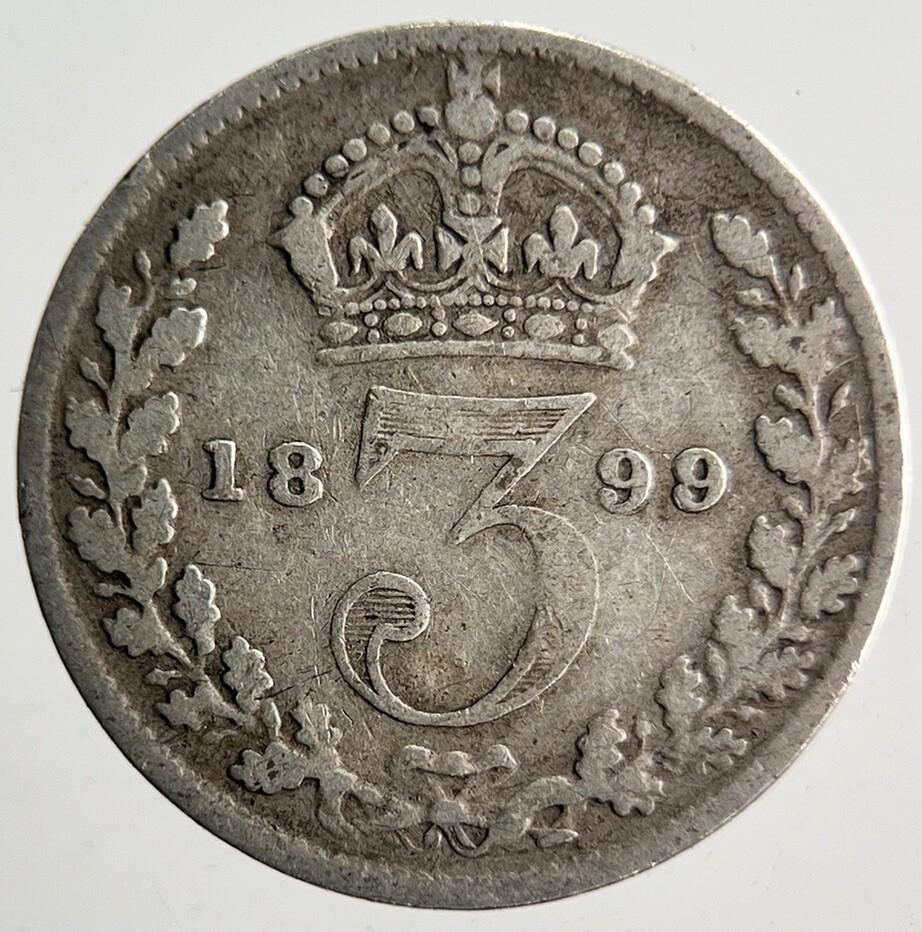 1899 Veiled Head Victoria Threepence Silver Coin | Collectable Grade | a4021