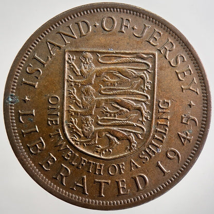 1945 Jersey 1/12th One-Twelfth-Of-A-Shilling Coin | Very High Grade | a7472