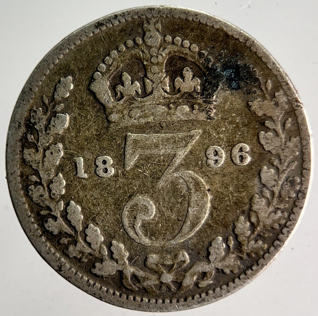 1896 Veiled Head Victoria Threepence Silver Coin | Collectable Grade | a4018