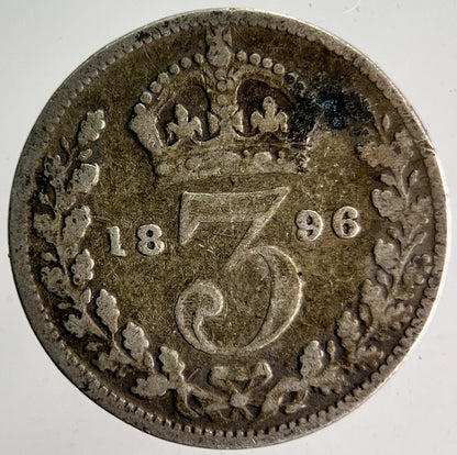 1896 Veiled Head Victoria Threepence Silver Coin | Collectable Grade | a4018