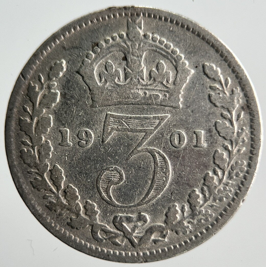 1901 Victoria Threepence Silver Coin | Collectable Grade | a4041