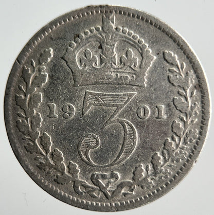 1901 Victoria Threepence Silver Coin | Collectable Grade | a4041