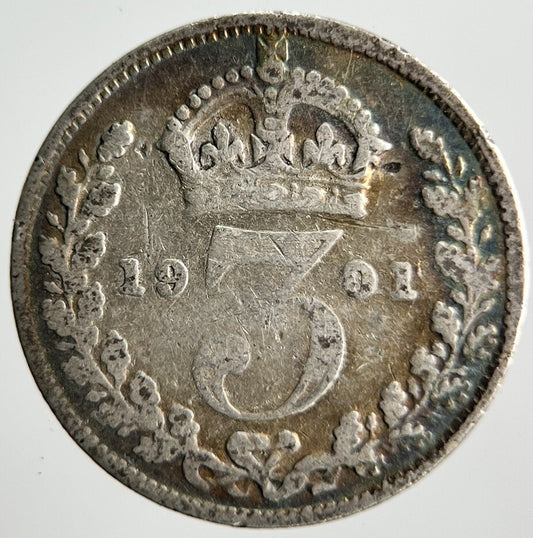 1901 Victoria Threepence Silver Coin | Collectable Grade | a4038