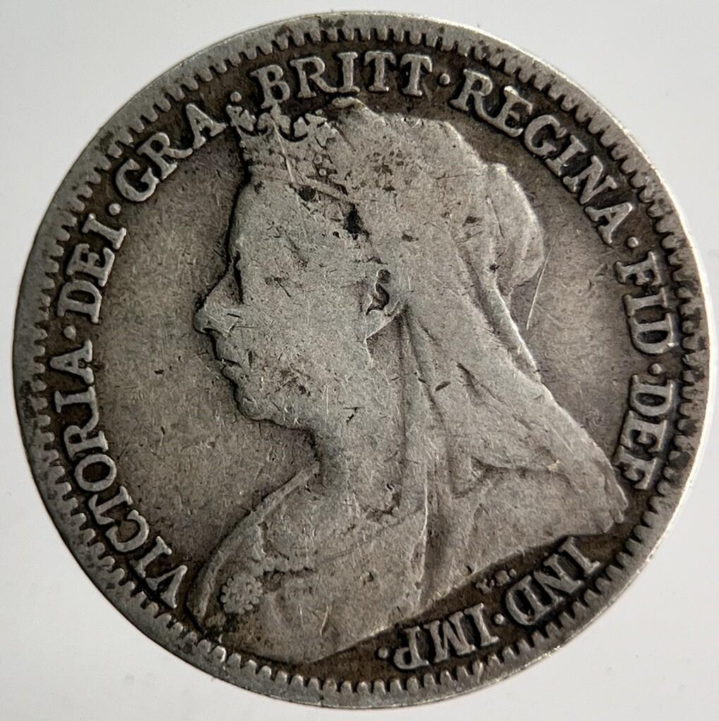 1898 Veiled Head Victoria Threepence Silver Coin | Collectable Grade | a4026