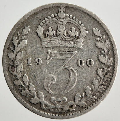 1900 Victoria Veiled Head Threepence Silver Coin | Collectable Grade | a2527