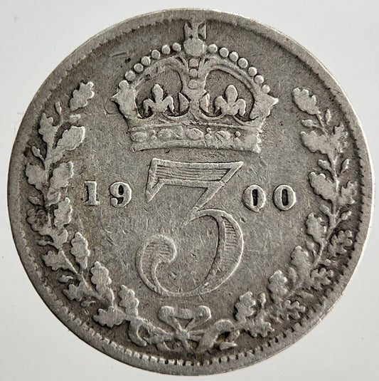 1900 Victoria Veiled Head Threepence Silver Coin | Collectable Grade | a2527