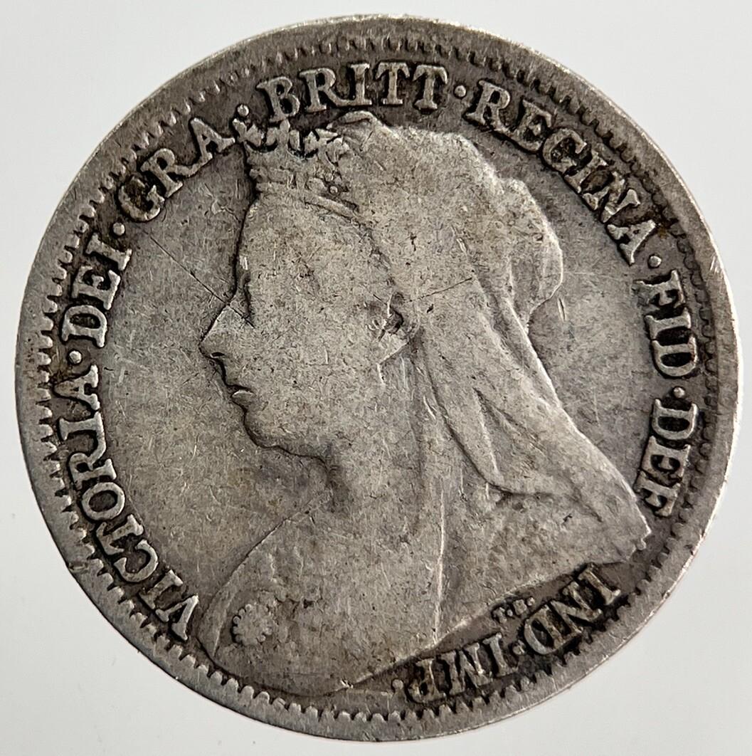 1900 Victoria Veiled Head Threepence Silver Coin | Collectable Grade | a2527