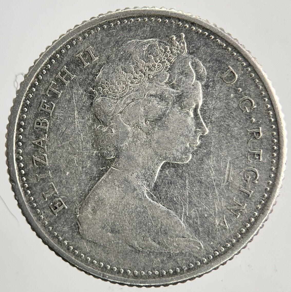 1965 Canada 10 Cents Silver Coin | Fine Collectable Grade | a9440