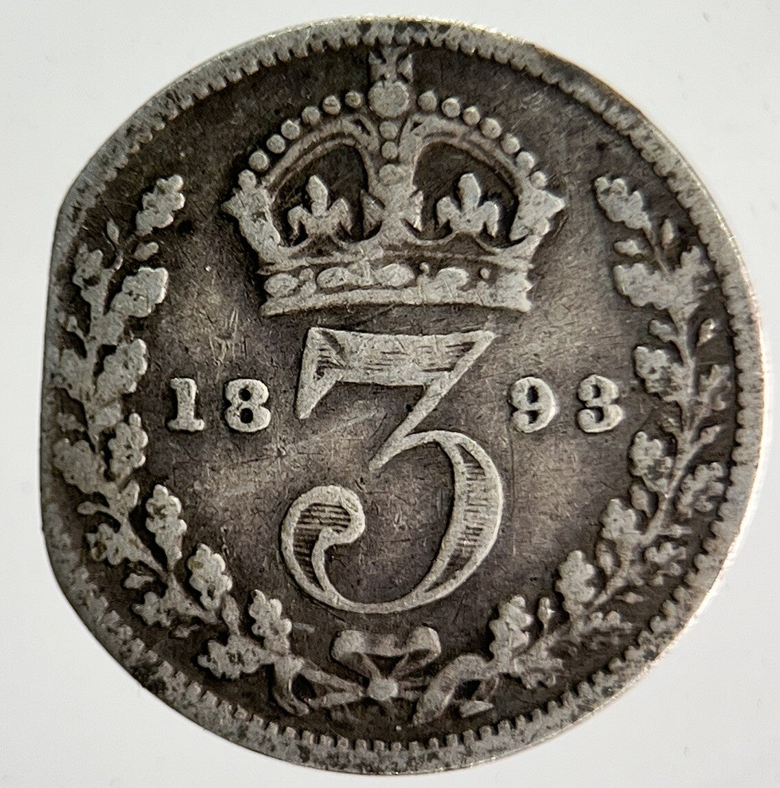 1893 Veiled Head Victoria Threepence Silver Coin | Collectable Grade | a4004