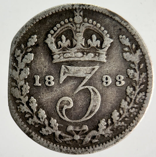1893 Veiled Head Victoria Threepence Silver Coin | Collectable Grade | a4004