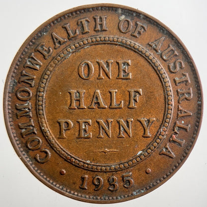 1935 Australia One Half Penny Coin | Fine Collectable Grade | a7737