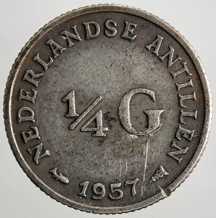 1957 Netherlands 1/4 Gulden Coin | Fine Collectable Grade | a9832