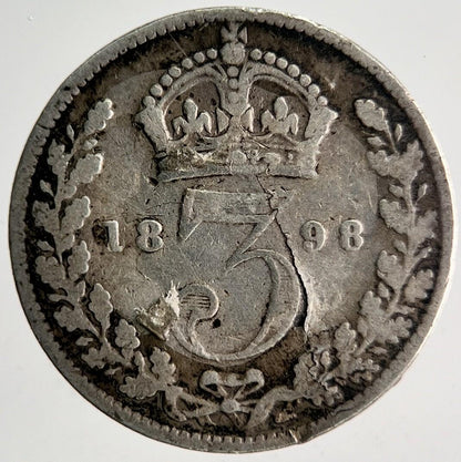 1898 Veiled Head Victoria Threepence Silver Coin | Collectable Grade | a4027