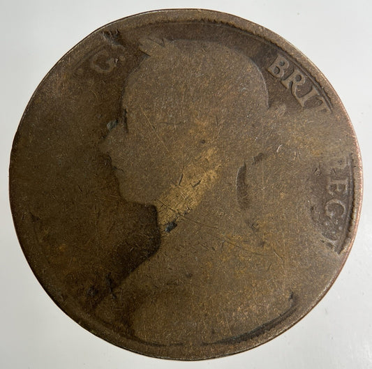 British Victoria One Penny Coin | Worn Grade