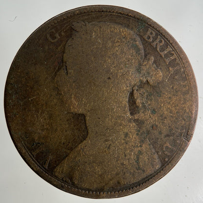 British Victoria One Penny Coin | Worn Grade
