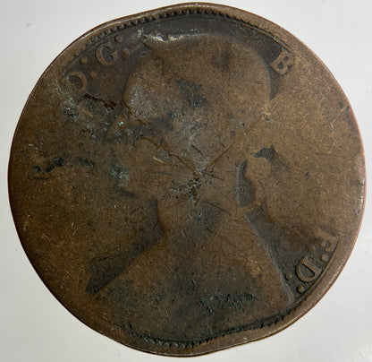 1875 Victoria One Penny Coin | Worn Grade