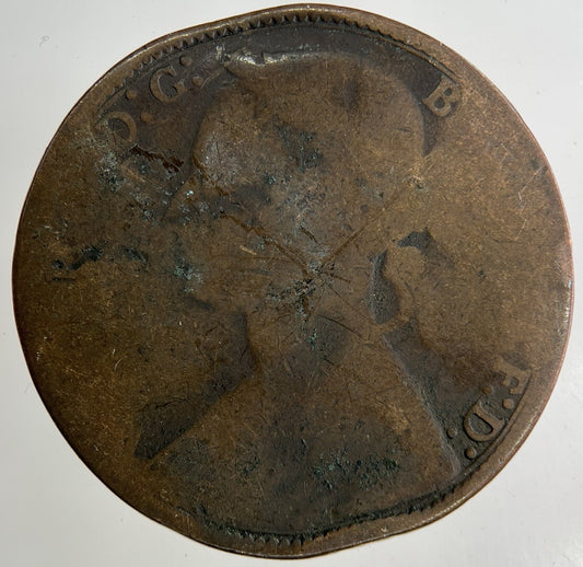 1875 Victoria One Penny Coin | Worn Grade