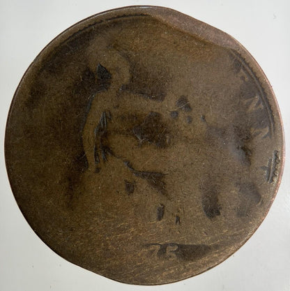 1875 Victoria One Penny Coin | Worn Grade