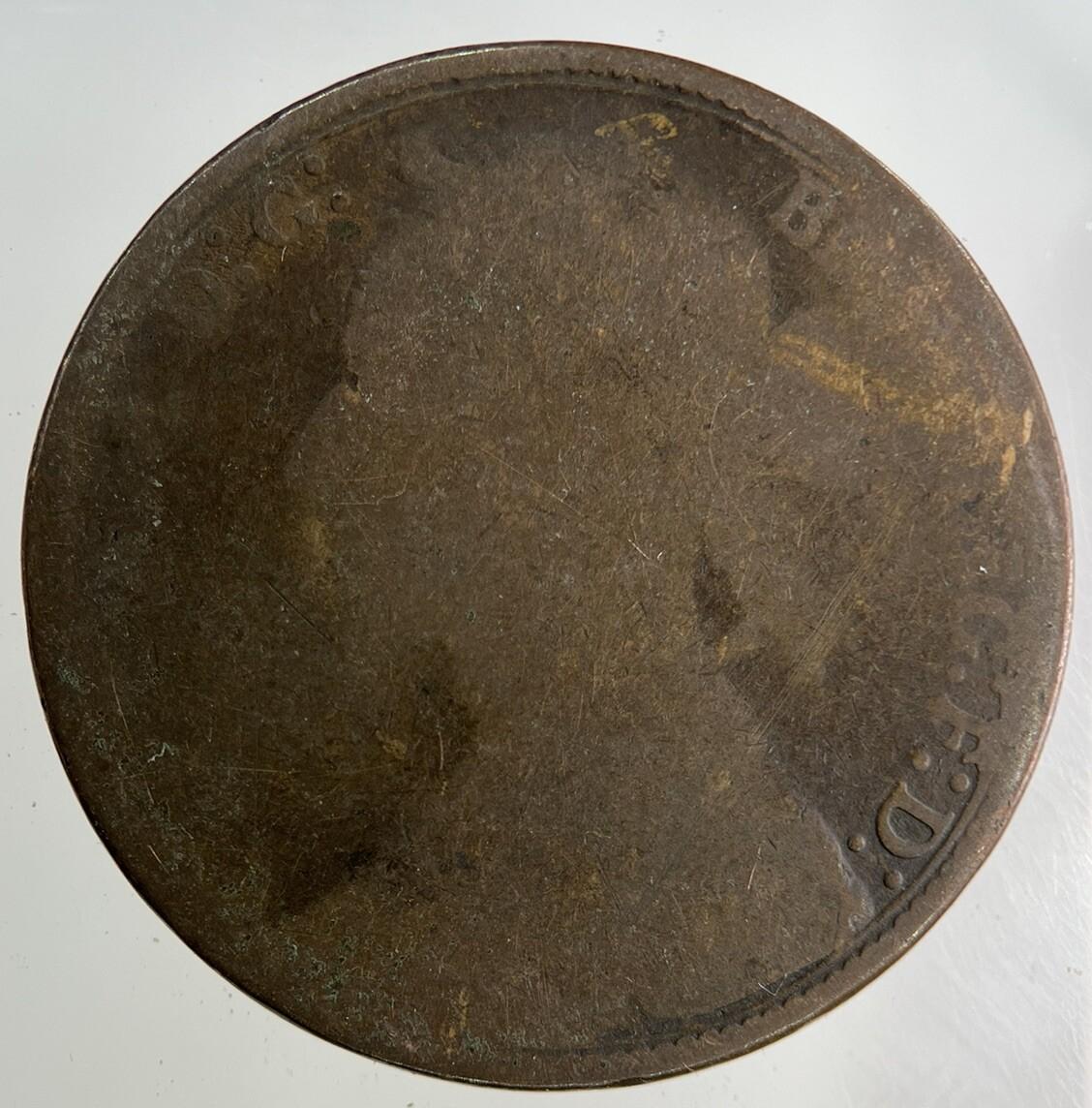 1879 Victoria One Penny Coin | Worn Grade