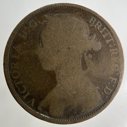 British Victoria One Penny Coin | Worn Grade