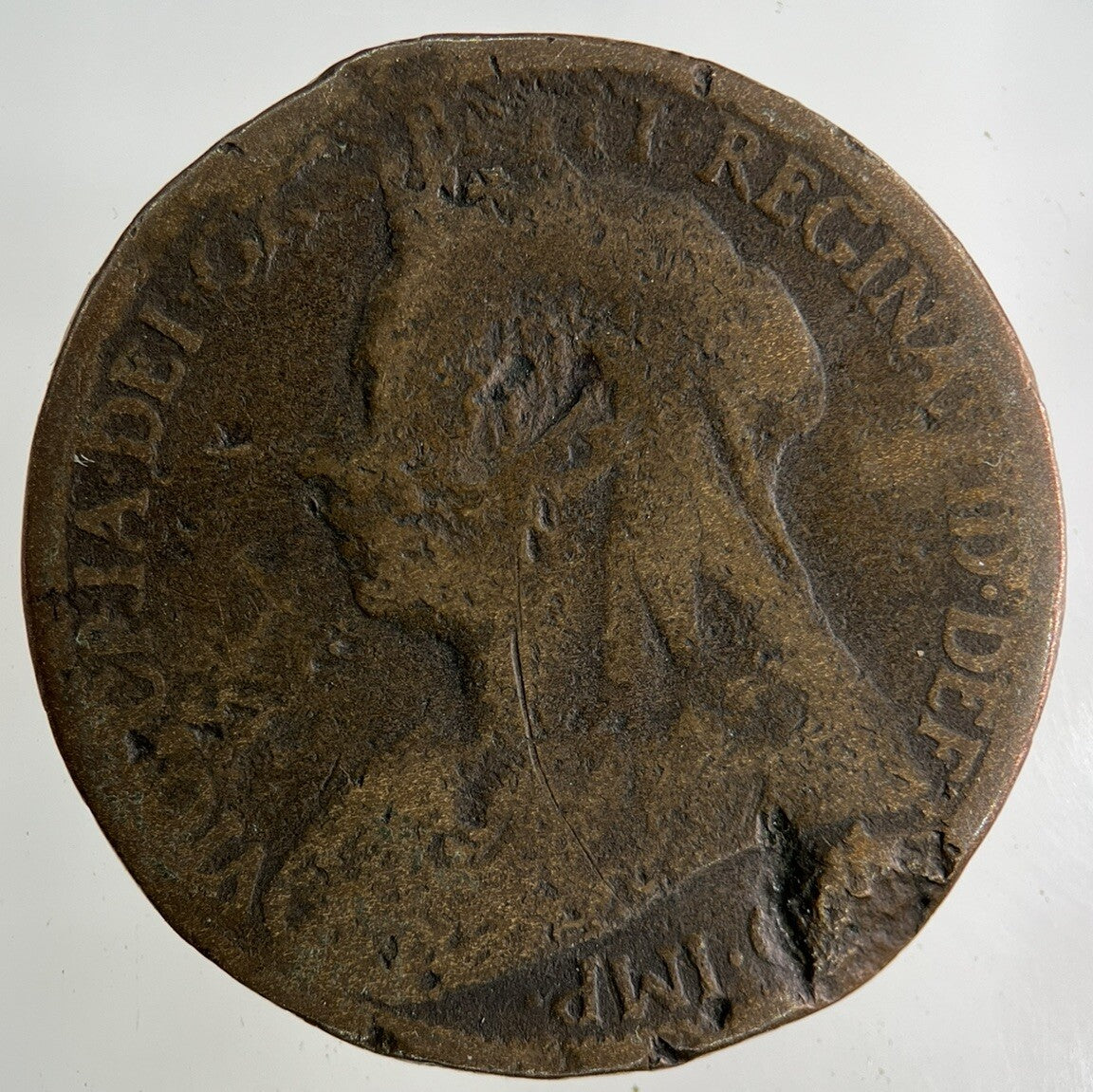 1896 Victoria One Penny Coin | Worn Grade