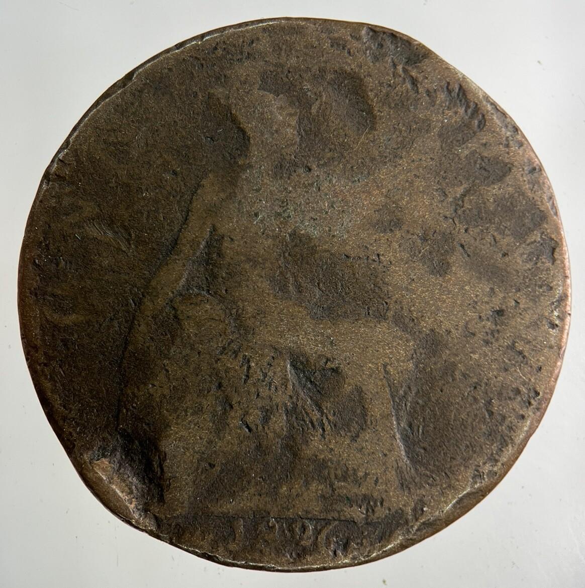 1896 Victoria One Penny Coin | Worn Grade