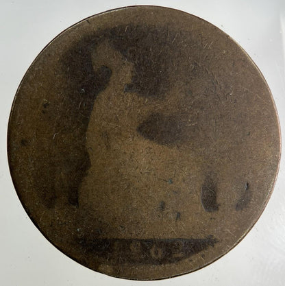 1862 Victoria One Penny Coin | Worn Grade