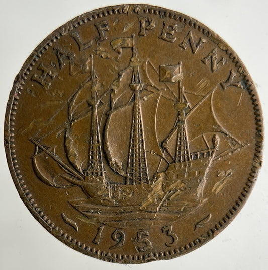 1953 Elizabeth II 2nd Half-Penny Coin | Collectable Grade
