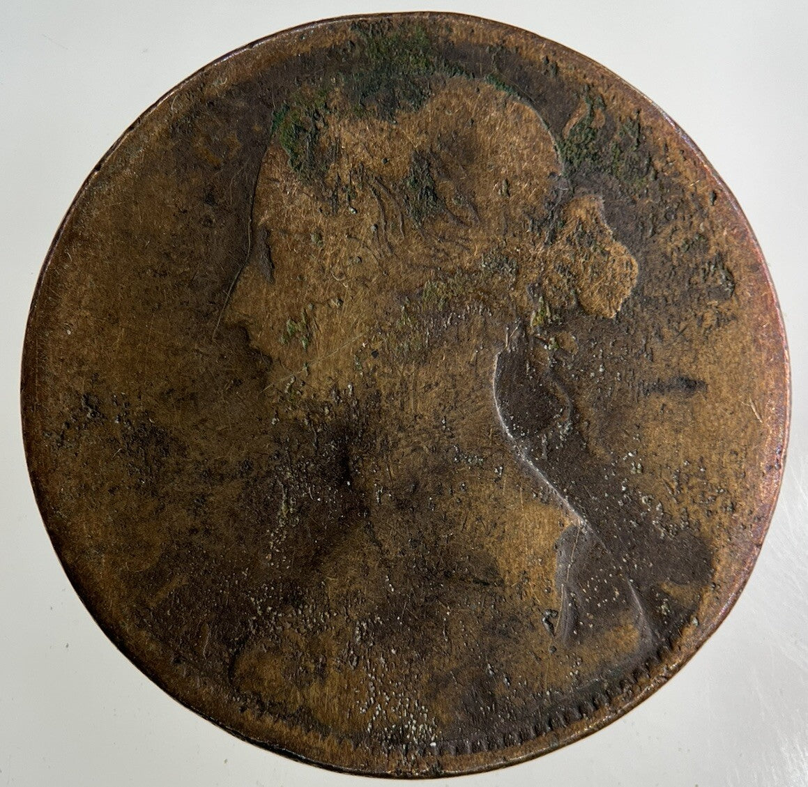 1863 Victoria One Penny Coin | Worn Grade