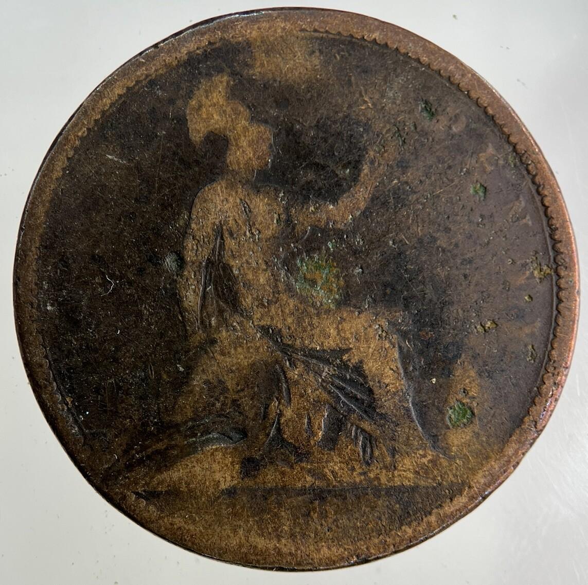 1863 Victoria One Penny Coin | Worn Grade