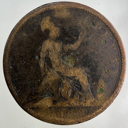 1863 Victoria One Penny Coin | Worn Grade