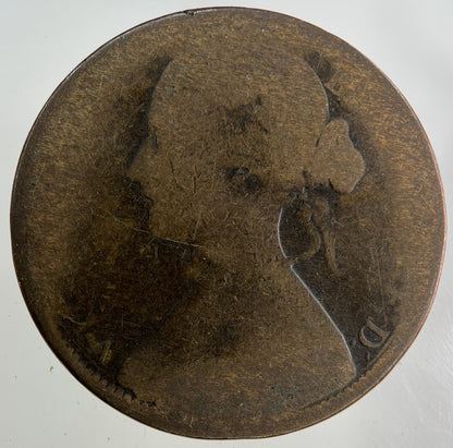 1862 Victoria One Penny Coin | Worn Grade