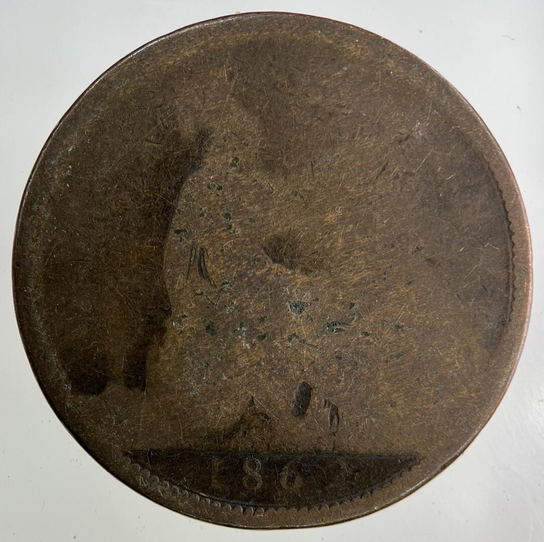 1862 Victoria One Penny Coin | Worn Grade