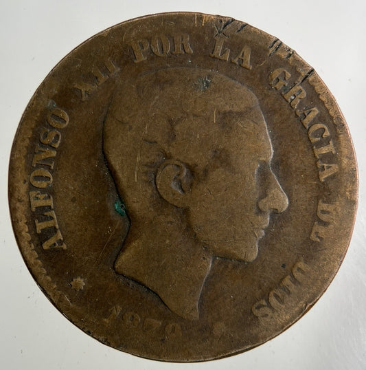 1879 Spain 10 Diez Centimos Coin | Fair Grade