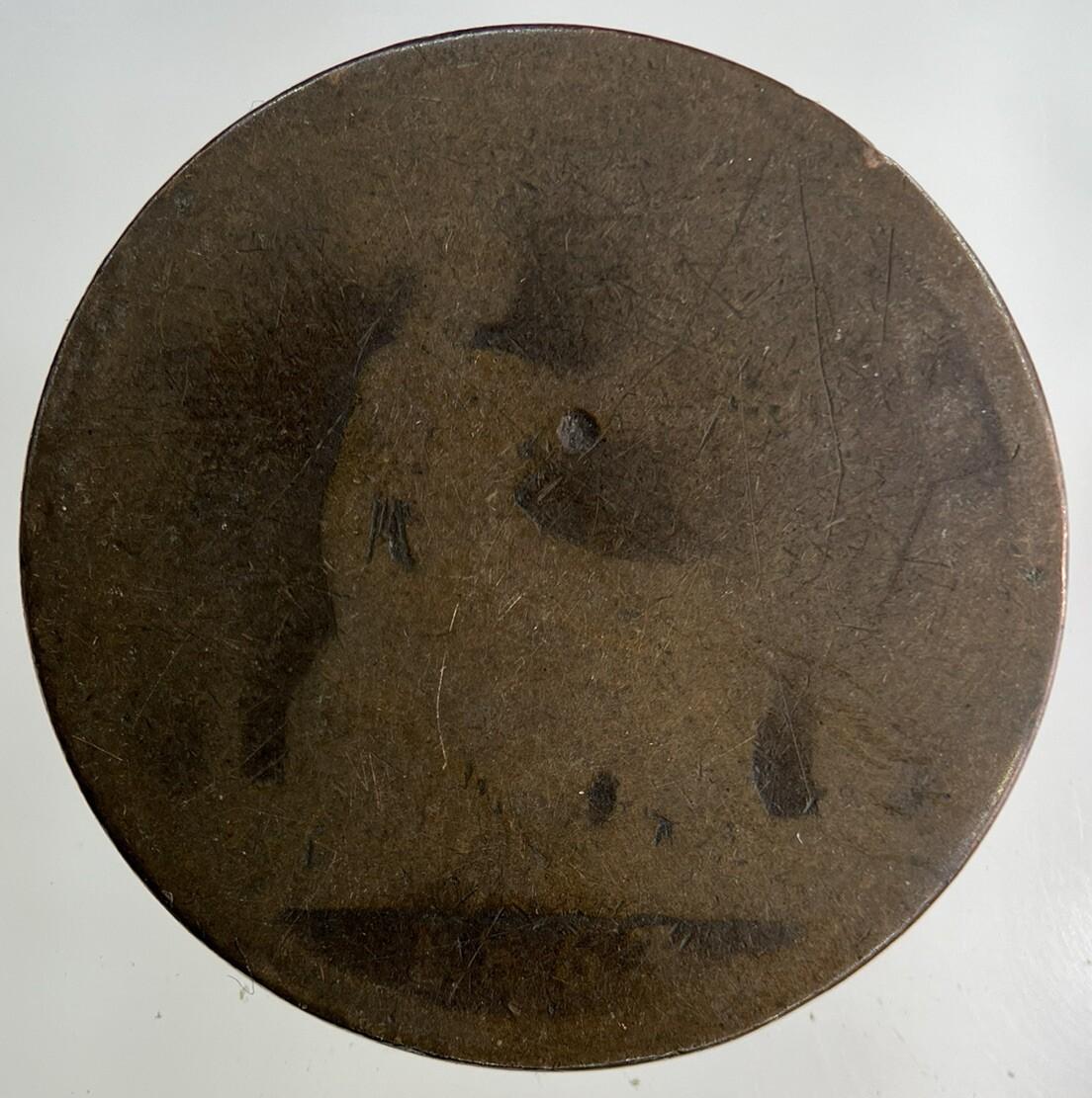 1867 Victoria One Penny Coin | Worn Grade