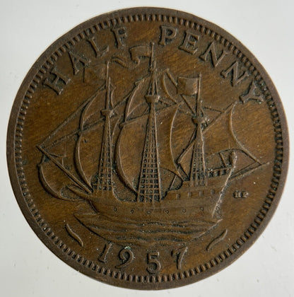 1957 Elizabeth II 2nd Half-Penny Coin | Fine Collectable Grade