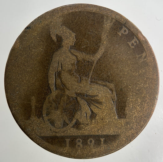 1891 Victoria One Penny Coin | Fair Grade