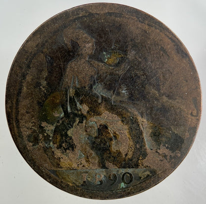 1890 Victoria One Penny Coin | Fair Grade