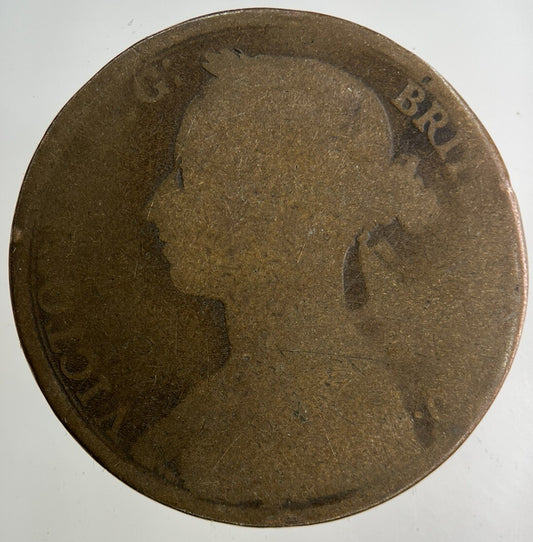 British Victoria One Penny Coin | Worn Grade