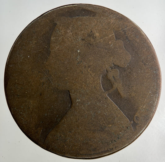 1862 Victoria One Penny Coin | Worn Grade