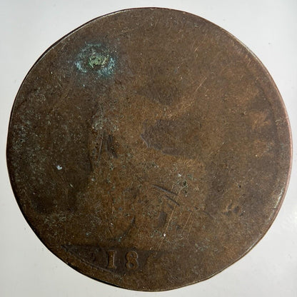 1862 Victoria One Penny Coin | Worn Grade