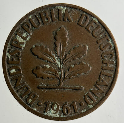 1961 Germany 2 Pfennig Coin | Fine Collectable Grade