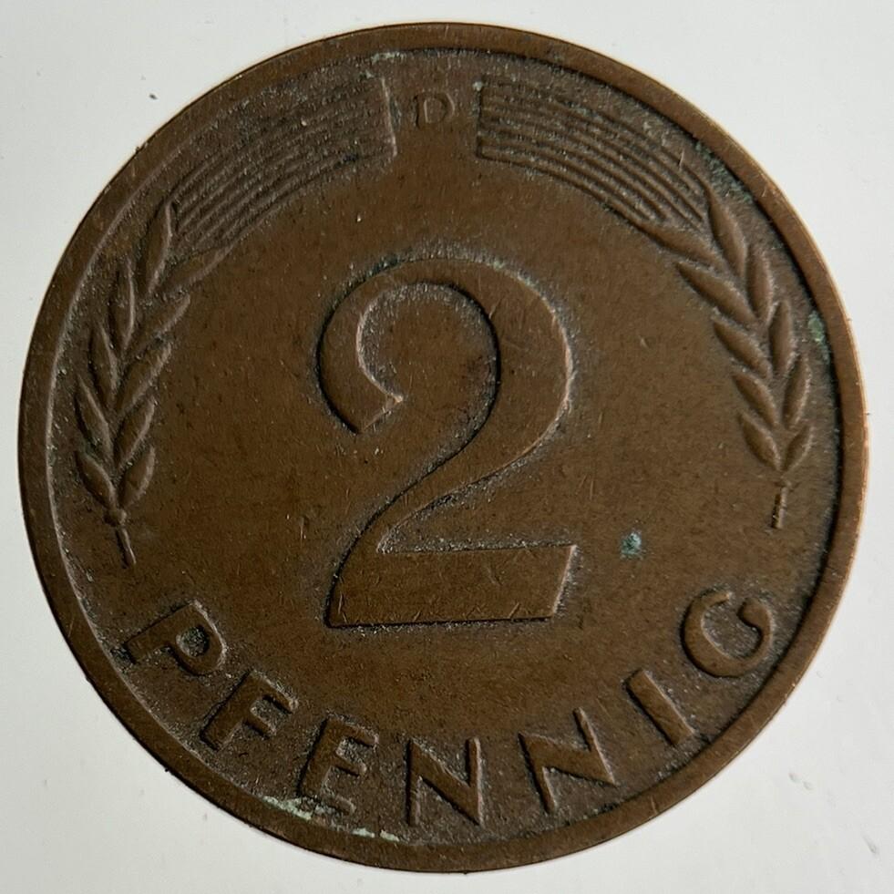 1961 Germany 2 Pfennig Coin | Fine Collectable Grade
