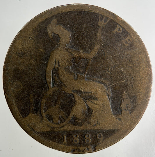 1889 Victoria One Penny Coin | Fair Grade