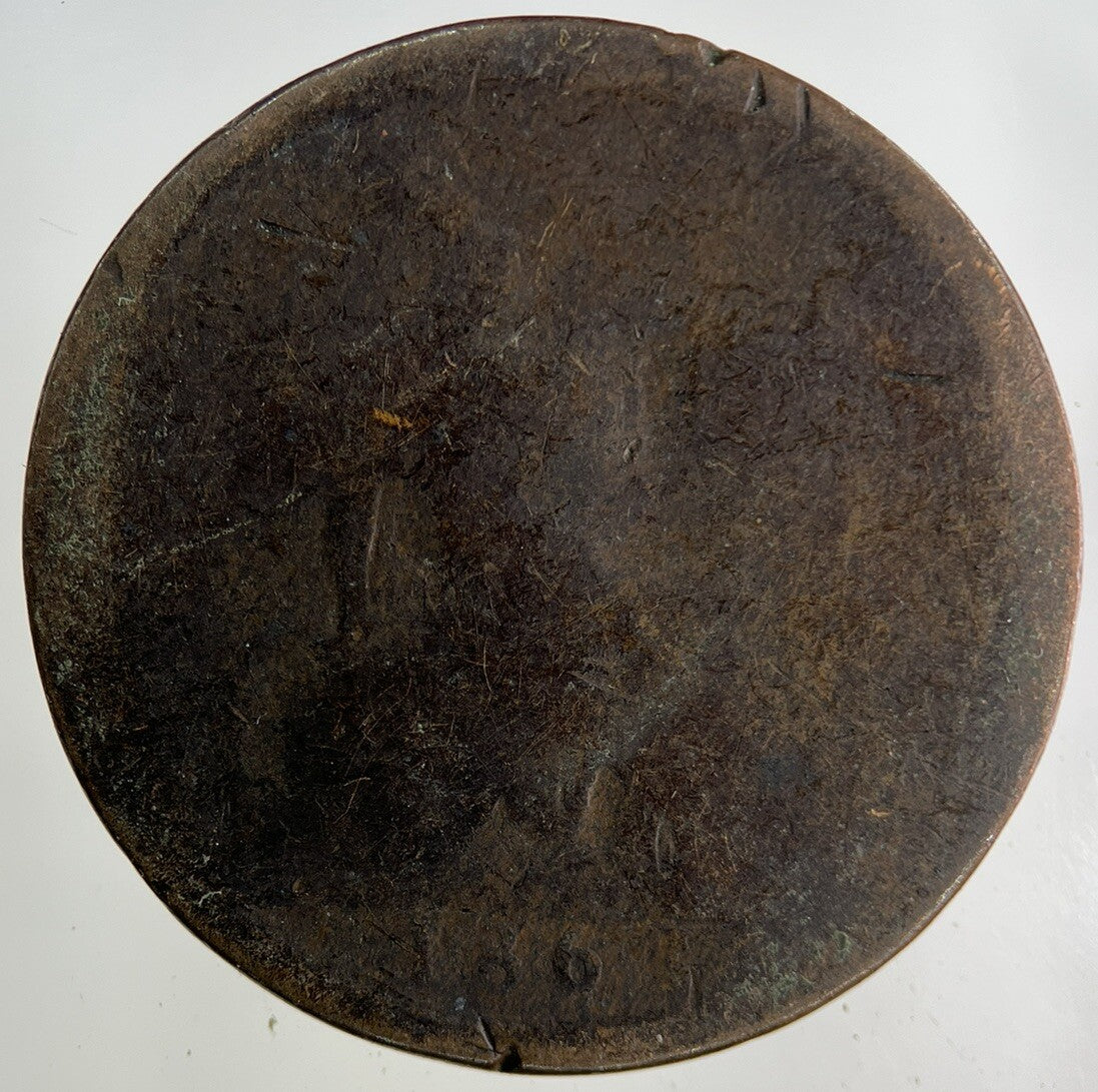 1861 Victoria One Penny Coin | Worn Grade